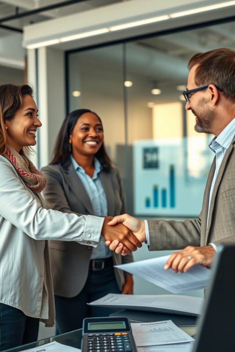 a man and woman shaking hands